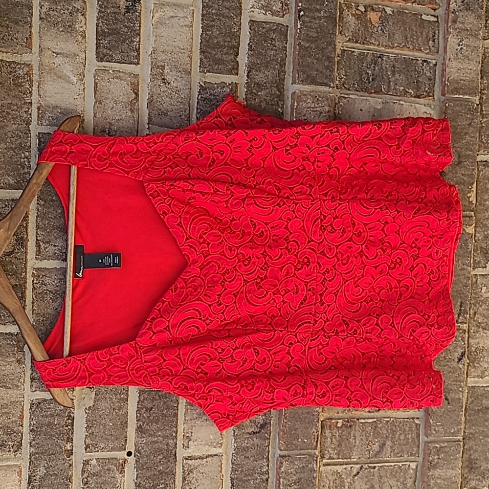 Lane Bryant Sleeveless Red Lace Top Size 24